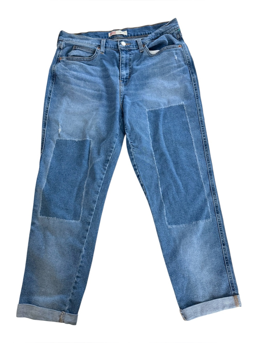Signature by Levi Strauss women Blue Patchwork Straight Jeans Size 10 (W30)